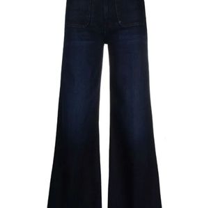 MOTHER doozy black denim high rise wide leg flare bell bottom jean pants
